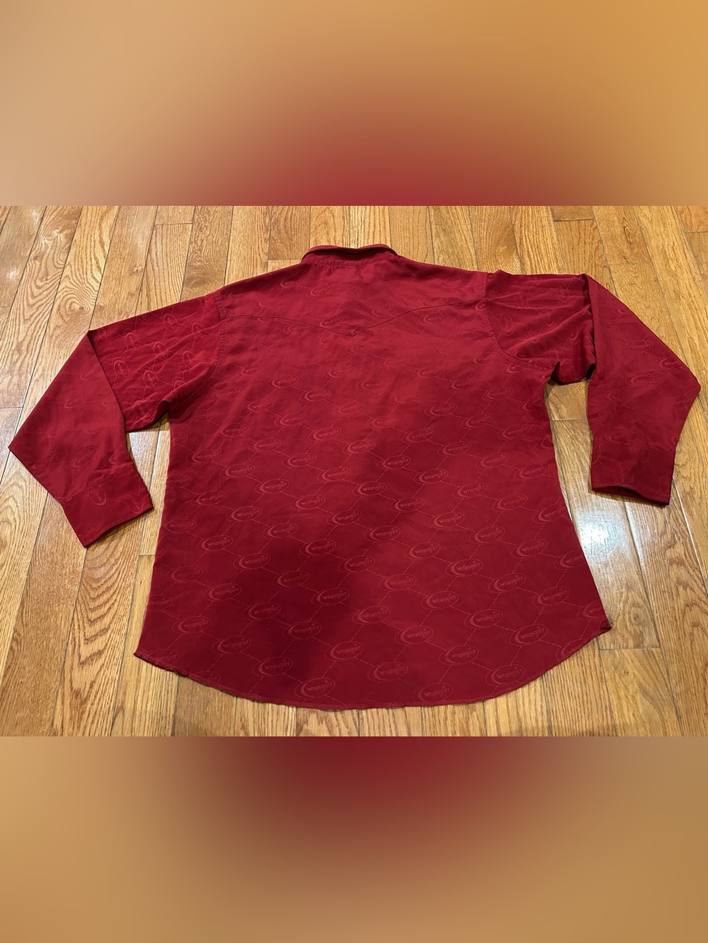 Vintage‎ Wrangler Pearl Snap Western Shirt Mens XL Red Monogram Jacquard Cowboy - Picture 5 of 8
